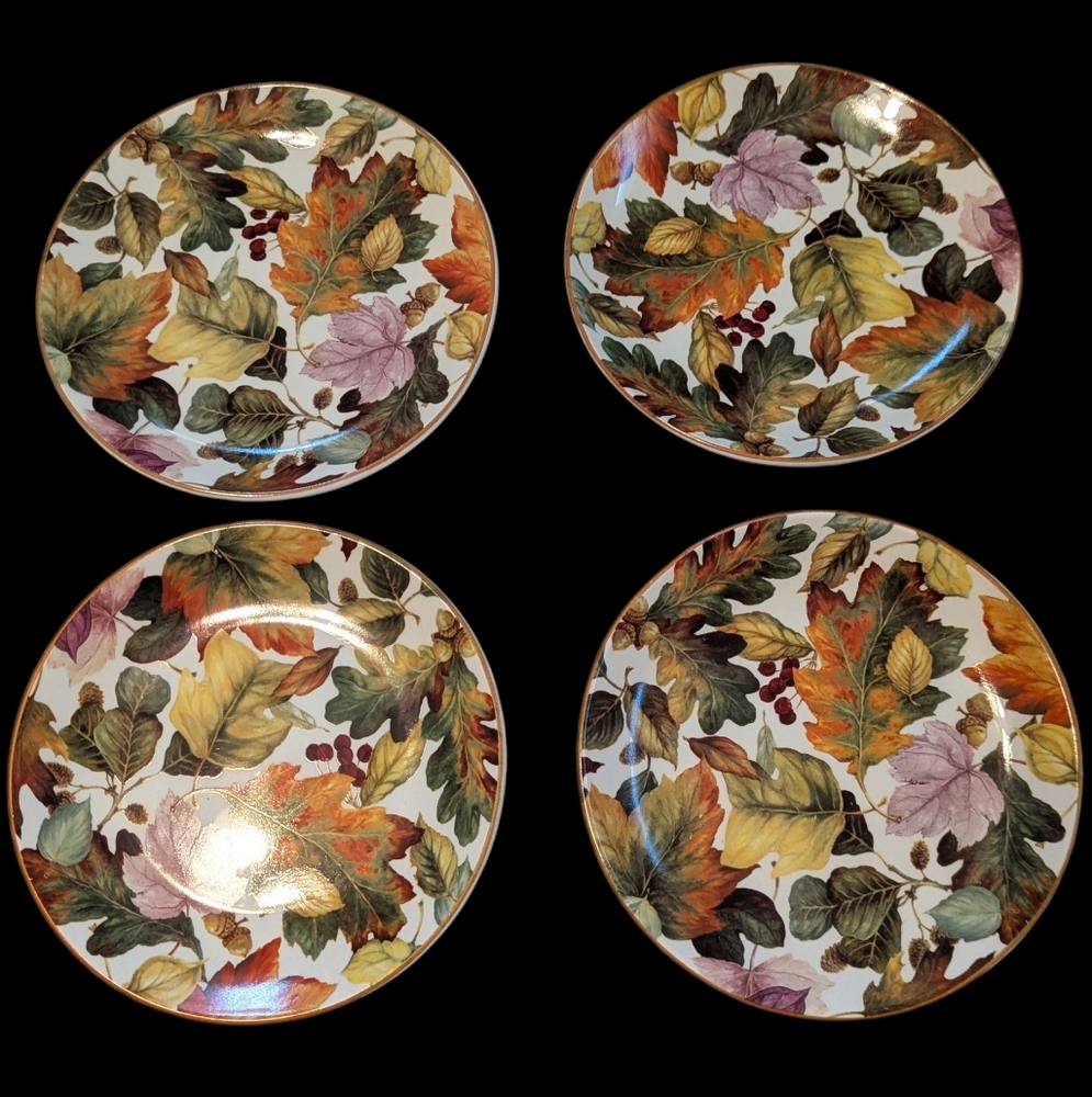 Set Of 4 Santa Barbara Ceramic Designs Fall Appetizer Plates